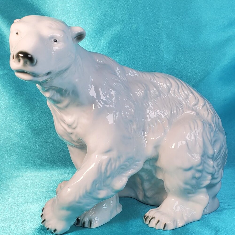Extra Large Polar Bear ROYAL DUX VIintage Porcelain Figure